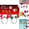 Festive Red Velvet Reindeer Antlers Headband With Floral Design For Girls