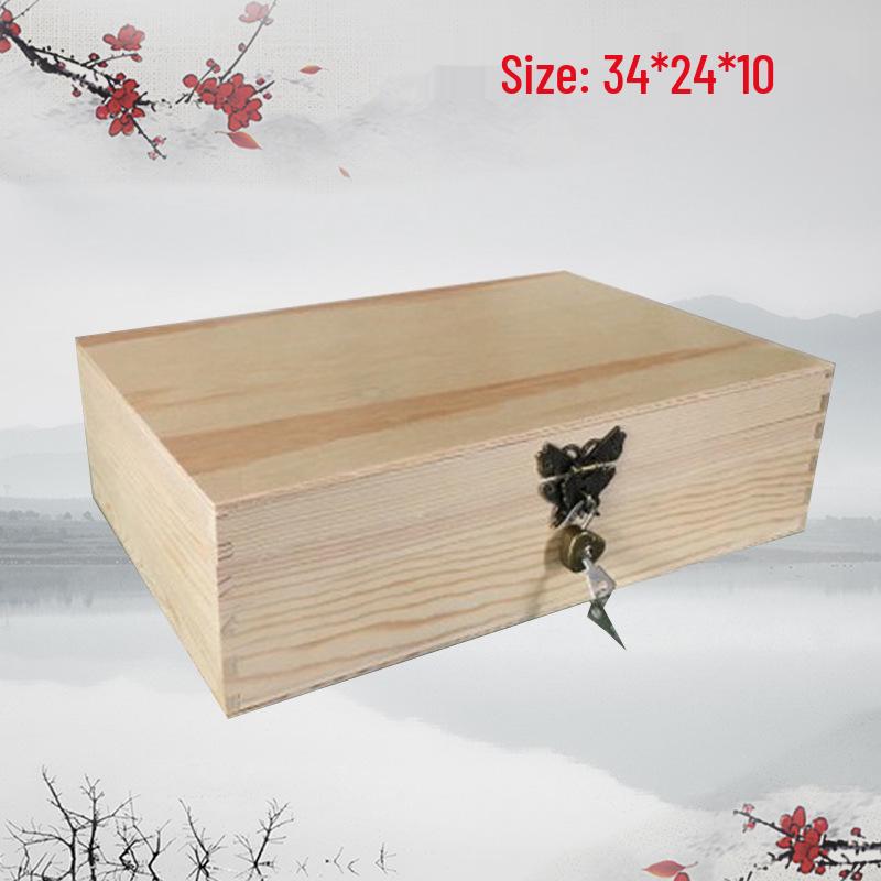 Vintage Solid Wood Rectangular Storage Box with Lid