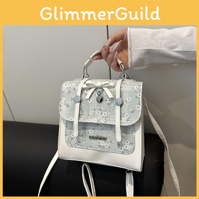 Print Sweet Splicing Design Bow And Lace Decoration Women Casual Bags Shoulder