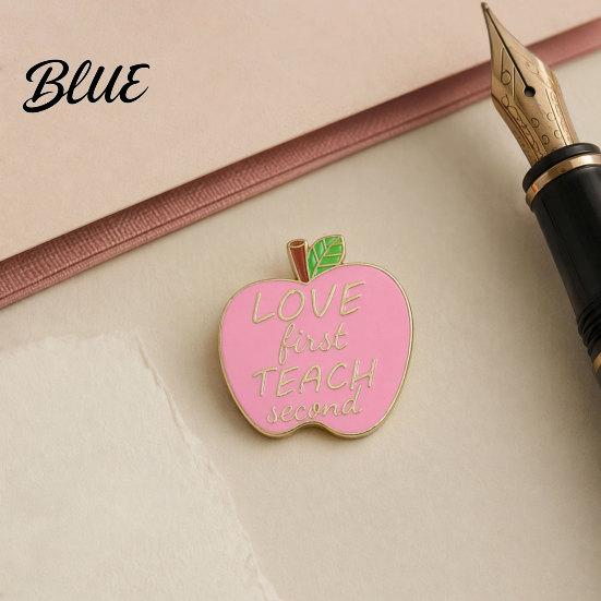 Canvas Bag Accessory Brooch Pin Enamel Teacher-Themed Fruit Shape Lapel