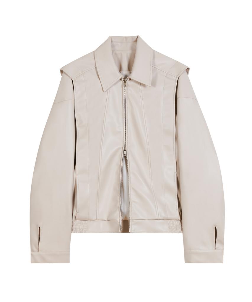 Erreurstandard 87-Stan149 Veste en Cuir à Patte Pesante Ivoire