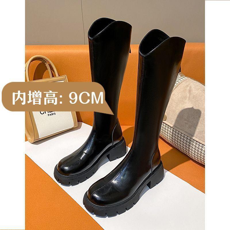 

V-mouth knight boots women s thick heels autumn and winter new thin legs high boots small thick-soled thin boots Martin boots 40