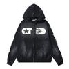 Mens Womens Oversized Hooded Sweatshirt Streetwear Vintage Washed Cotton Pullover Casual Long Sleeve