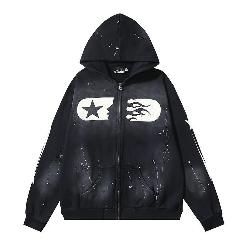 Mens Womens Oversized Hooded Sweatshirt Streetwear Vintage Washed Cotton Pullover Casual Long Sleeve