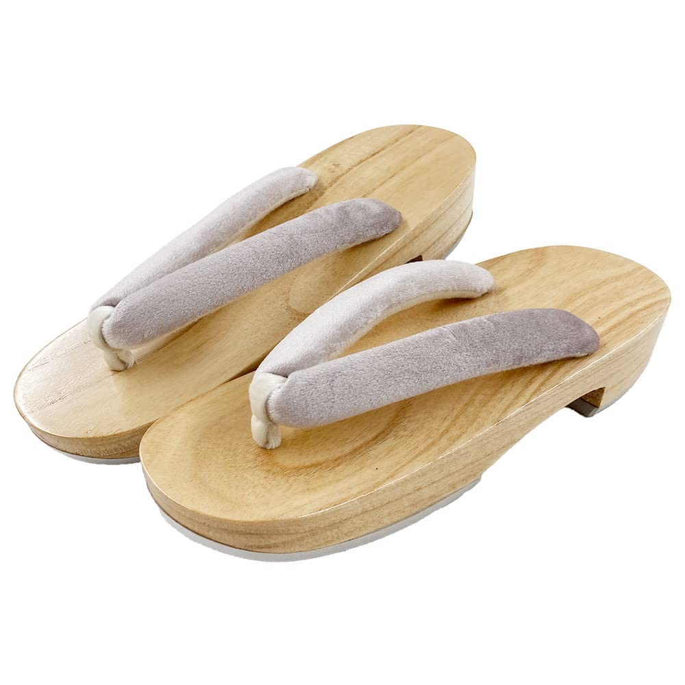 Kyoto Kimono Yuzen Geta Sandals for Soft Velvet Comfortable White Wood Women, Straps, (Dusty Pink)