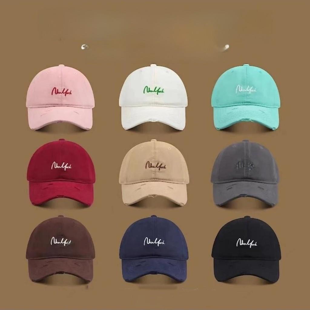 Cotton Baseball Cap With Embroidered Letters And Wide Brim For Sun Protection