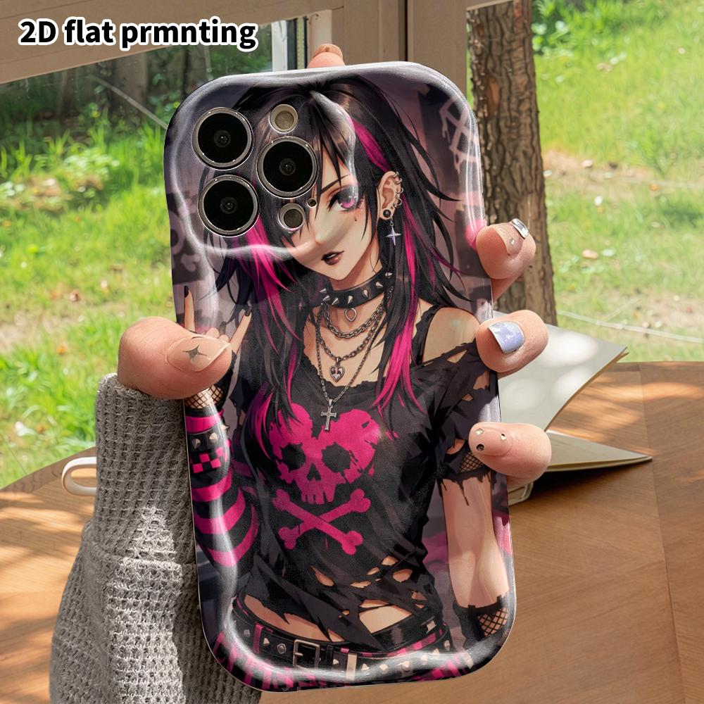 Phone Case: 2D Flat, Suitable for iPhone 18 17 16 15 14 13 12 Pro, Rock Girl Style, Perfect Holiday Gift for Christmas and Halloween