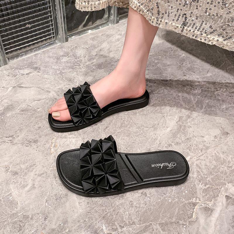 Super soft and ultra-clear women's one-word drag 2025 new ins heightened thick-bottomed non-slip and deodorant slippers