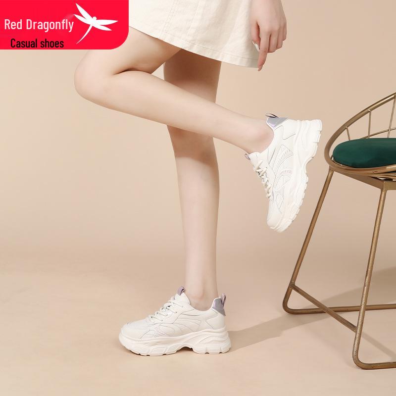 Red Dragonfly Women's Thick Sole Height Increasing Dad Shoes for Autumn/Winter - Casual Sports Style for Students