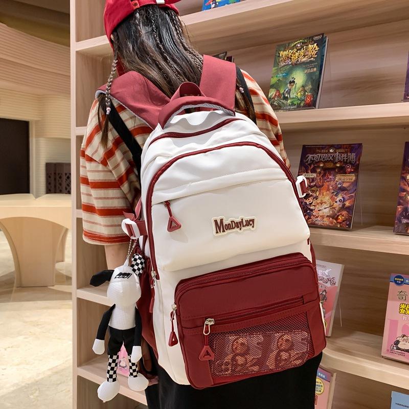 New large-capacity schoolbag female versatile high school student college student backpack Mori trendy brand junior high school student backpack красный