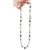 Vintage High Quality Maillard Mixed Color Shijia Pearl Sweater Chain Necklace Collarbone Chain