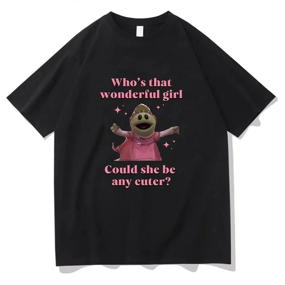 Nanalan Who's That Wonderful Girl Tshirts canvas Kawaii Graphic Printing Tee-shirt Cotton Short Sleeve O-neck T-shirt