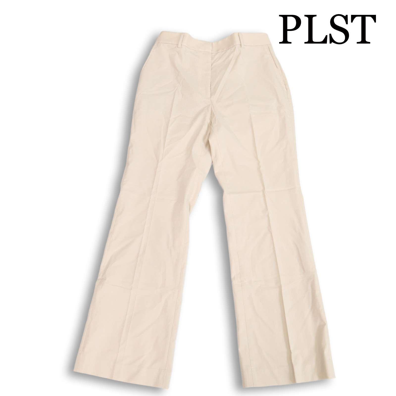 23SS PLST Plaste Spring/Summer High Stretch Linen Mixed Stick Flare Pants Sz.XL Women s Large Size