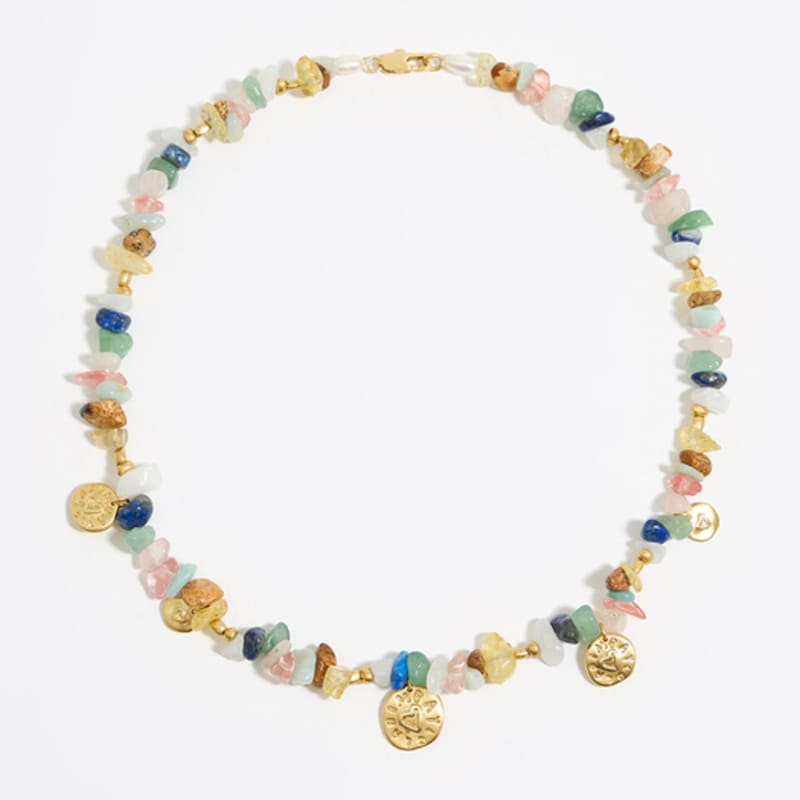 

BIMBA Y LOLA Long Multicolor Stone Coin Necklace B245AIU007GNF Green_FREE