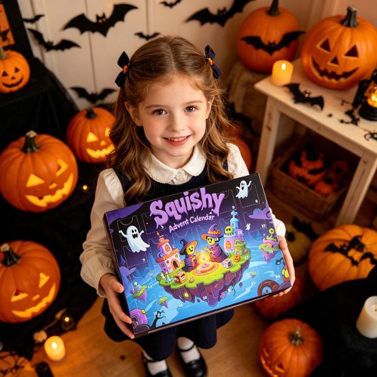 Halloween Advent Calendar 2026 Halloween Squeeze Toys 24-Day Countdown Box for Kids Trick