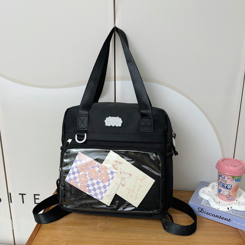 2025 High-value Nylon Bag College Style Transparent Shoulder Crossbody Pain Bag Leisure Bag Tutoring Bag Handbag Women