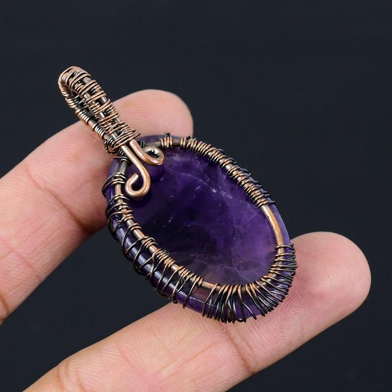 Tree of Life Amethyst Pendant Copper Wire Wrapped Pendant Amethyst Gemstone Pendant Copper Handmade Pendant Gift For Her Amethyst Jewelry
