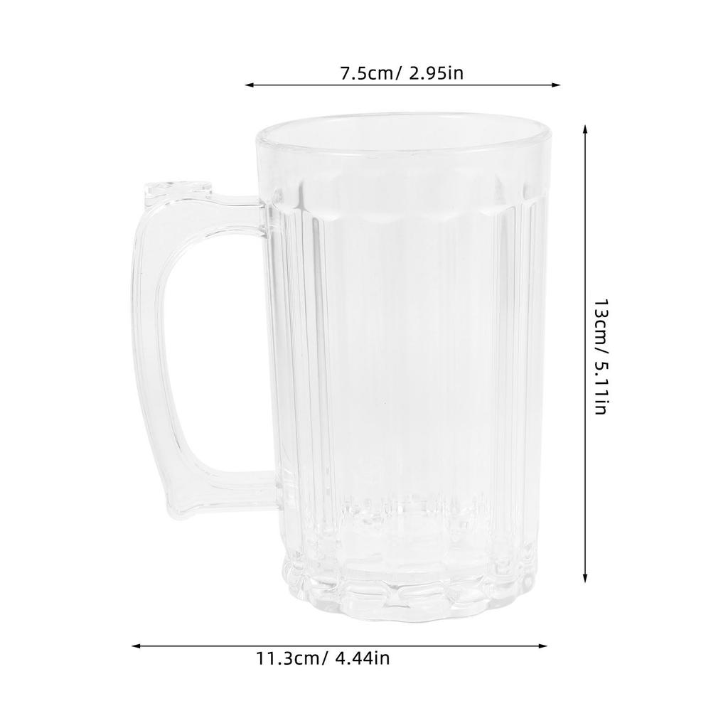 Beer Mug Large Capacity Acrylic Beer Drinking Cup 390Ml Handle Household Bar Water Cup for Home Restaurant Party