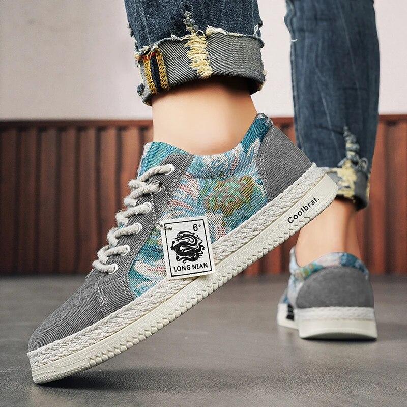 Canvas Men's Shoes Versatile Summer Trend Sports And Leisure Low Top Board Shoes Men's Cloth Shoes Soft Soles Work Shoes