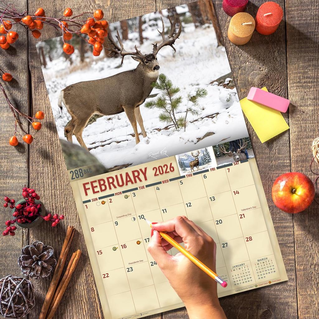 2026 Monster Mule Deer Wall Calendar 16-Month X-Large Size 14x22, Big Buck Calendar by The KING Company-Monster Calendars