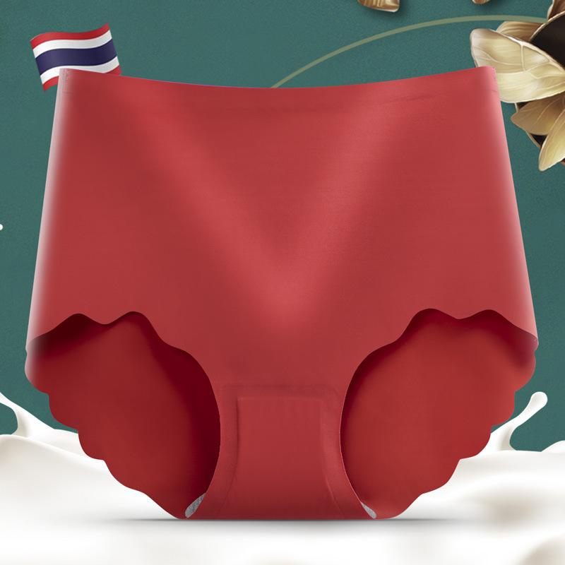 

Женское бесшовное нижнее белье с высокой талией из ледяного шелка, компрессионные трусики для живота, цельные трусики с треугольными чашечками из графена XL розы красного