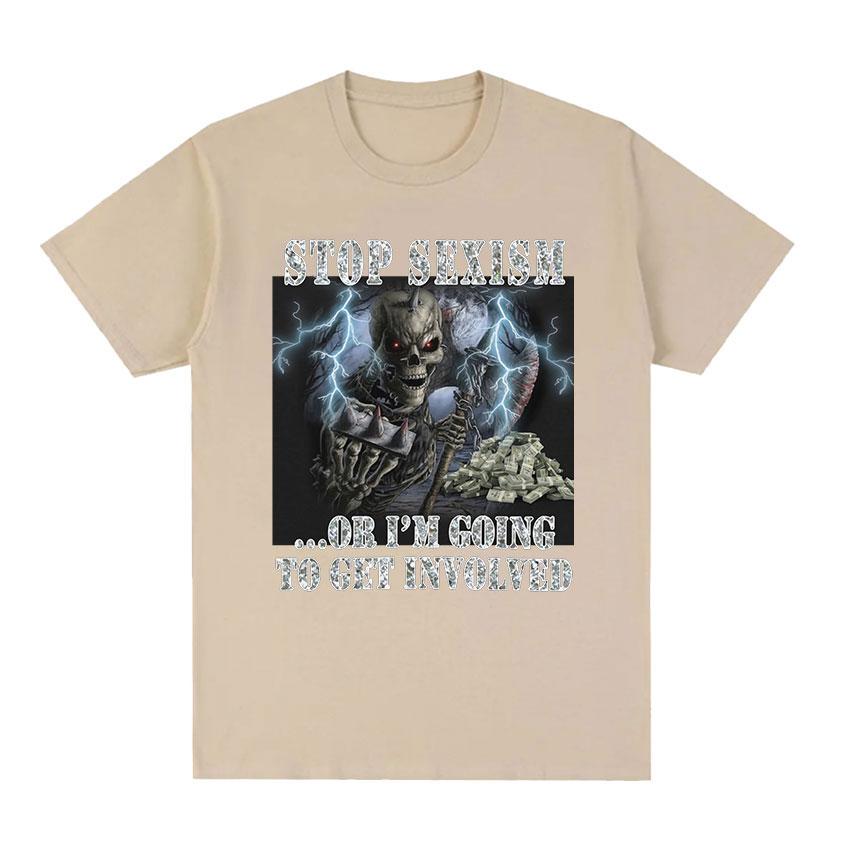 Funny Stop Sexism Vintage Graphic T Shirts Unisex's Fashion Cotton Short Sleeve T-shirt Unisex Punk Gothic Oversized Tshirt Streetwear