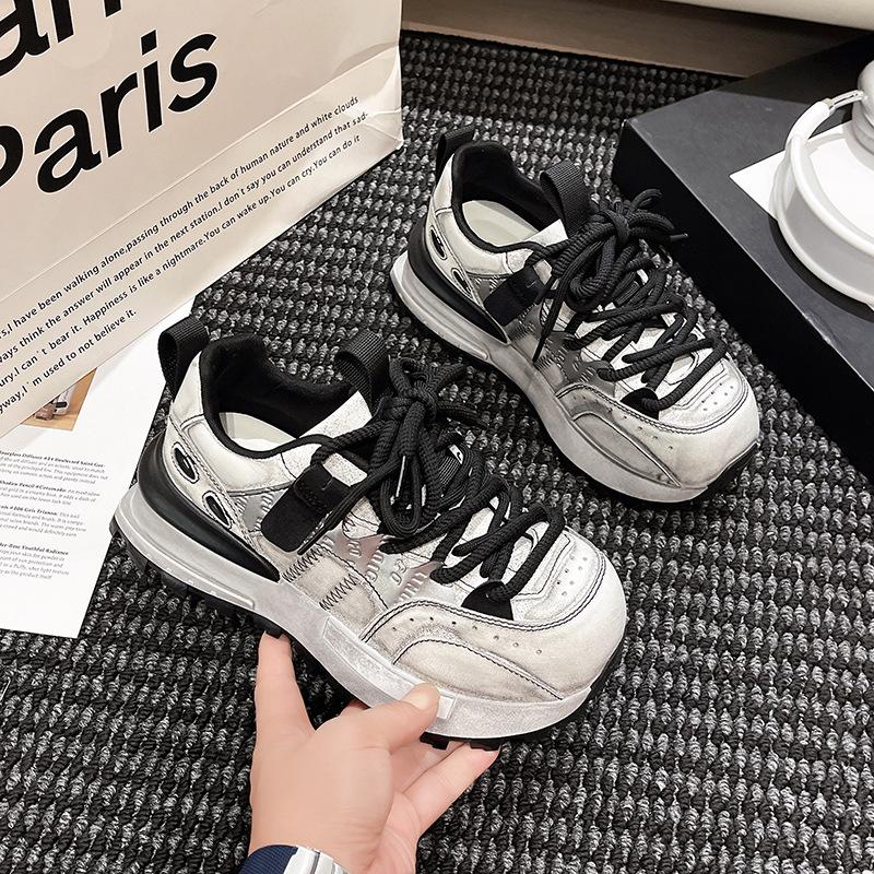 2025 early spring new fashion versatile casual shoes color matching Forrest Gump shoes women's lace-up explosion ins dad shoes women