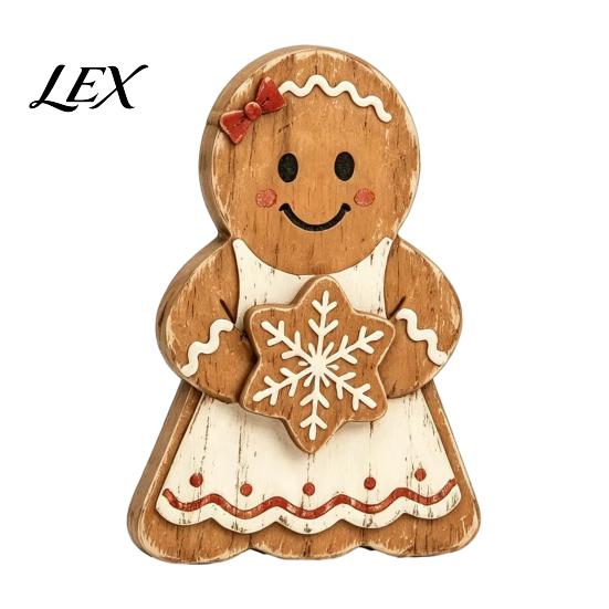 Tiered Tray Holiday Decorations Christmas Wooden Gingerbread Man Decor, Rustic Gingerbread, Candy Cane House Figurines, Xmas Family Gathering