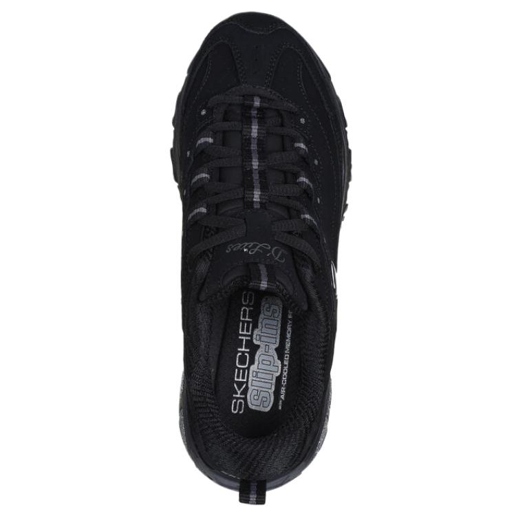 Skechers D'Lites Women Black Low Top Casual Shoes Leather Comfort Simple Versatile 150543-BBK
