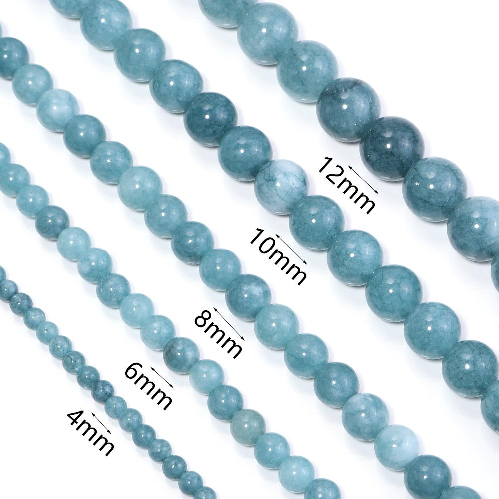 4 6 8 10 12mm Natural Aquamarine Stone Beads Dark Blue Round Gemstone Loose Spacer Bead For DIY Jewelry Making Bracelet Necklace