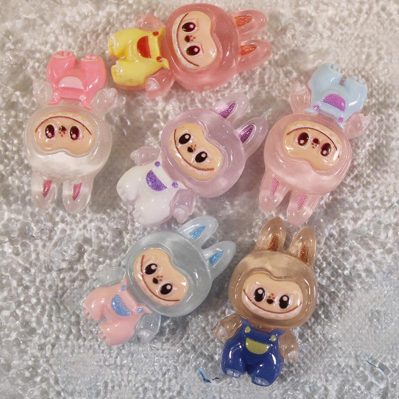 5Pcs Cartoon Cute Luminous  Doll Micro Landscape Mobile Phone Mirrors Diy Resin Decoration Accessories Glow Toy