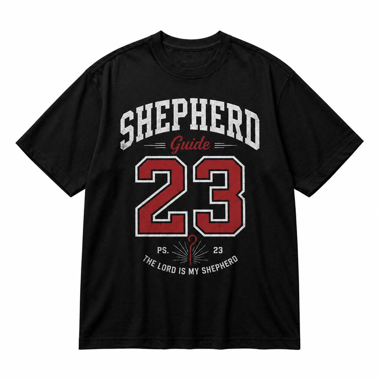 Shepherd Guide 23 T-Shirt, Psalm 23 Vintage Athletic Faith Tee S