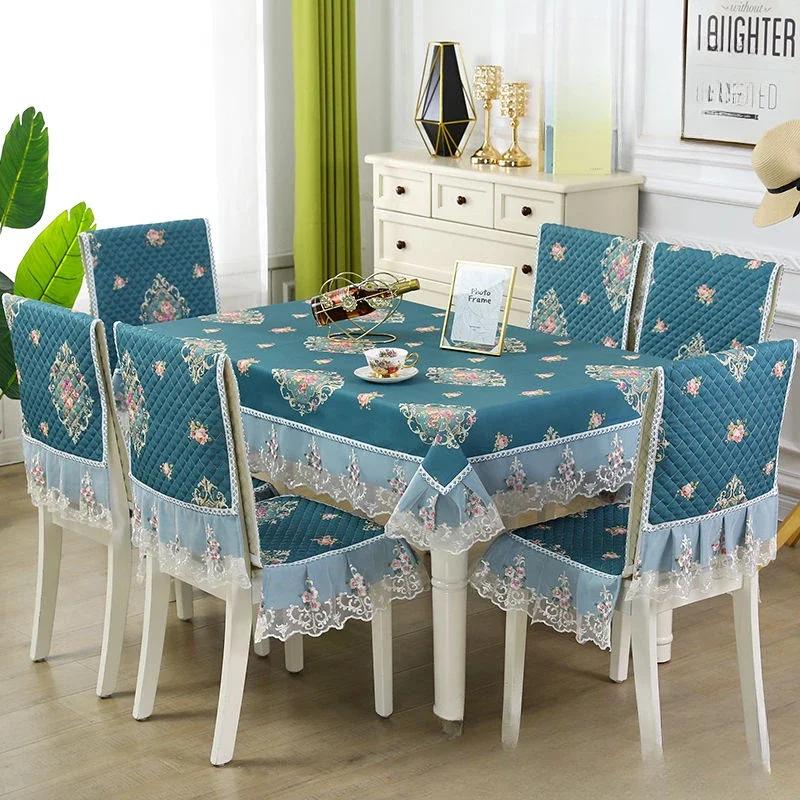 Lace Solid Color Chair Cover European Style Dining Table and Stool Cover Household Dining Table Cloth, Chair Backrest Cloth