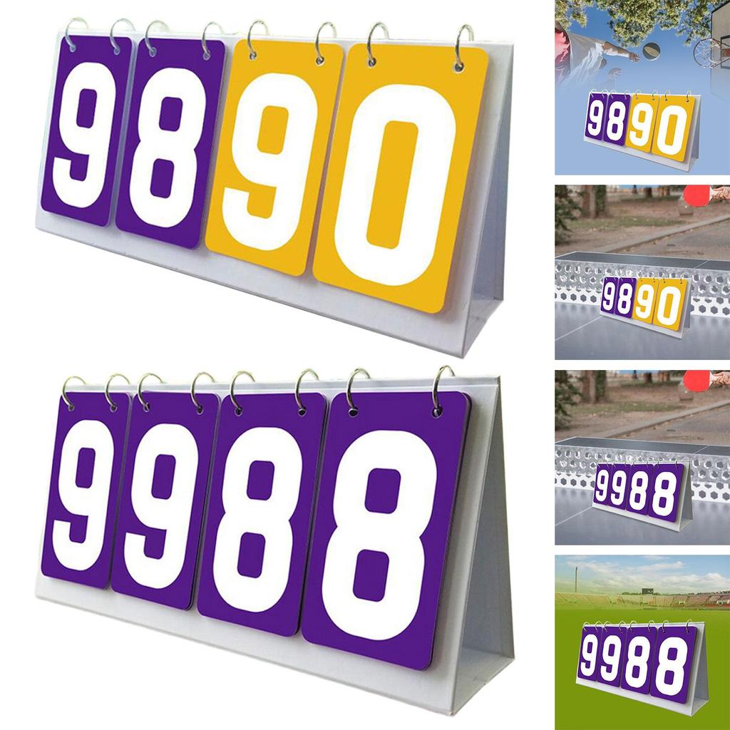 Sports Scoreboard 4 Digits Flip Score Keeper Table Score Flipper for Volleyball Team Games Competition Basketball Coaches