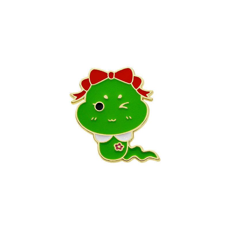 Snake Brooch Zodiac Commemorative Badge Cute Cartoon Animal Children'S Clothes Decorative Badge