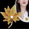 Fashion Colorful Crystal Maple Leaf Brooches Pin with Fake Pearl Women Badges Lapel Pin Suit Clothes Decor