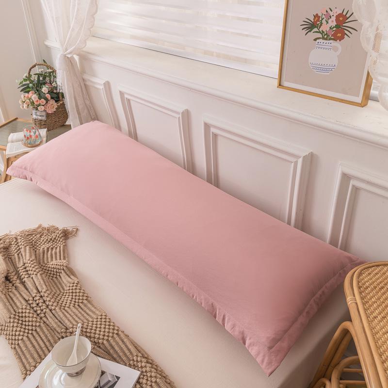 Washable Cotton Long Pillowcase 48x150cm - Single Piece Cover for Double Pillow Core