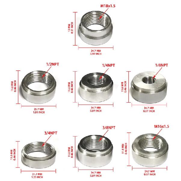 M14X1.5 PIPE Thread Weld Bung Adapter Aluminum Weld Connector Nut On Bung Pipe Fitting