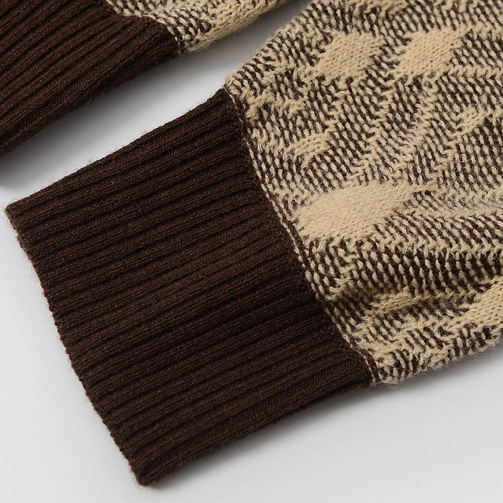 Jersey de manga larga con cuello redondo y diamantes vintage para hombre