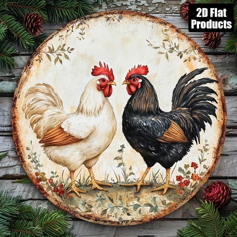 

GAFLEE Metal Wall Art Sign Chicken Theme Farmhouse Decor Aluminum Panel Kitchen Bar Cafe 8x8 Inches 20x20 разноцветный