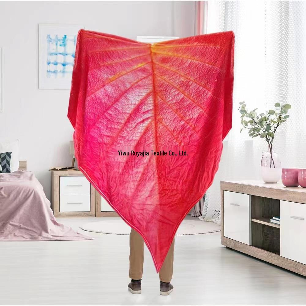 Hot Selling Green Leaf-Shaped Flannel Blanket - Funny Birthday Gift