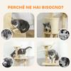 Cat Tower with House, Perch, Platforms and 4 Hanging Mice, 60x35x134 cm, Beige