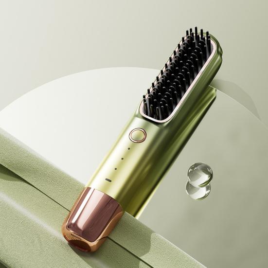 Wireless Straight Hair Comb Anti-Scalding Design 3-Speed Temperature LED Display USB Charging Hair Straightener