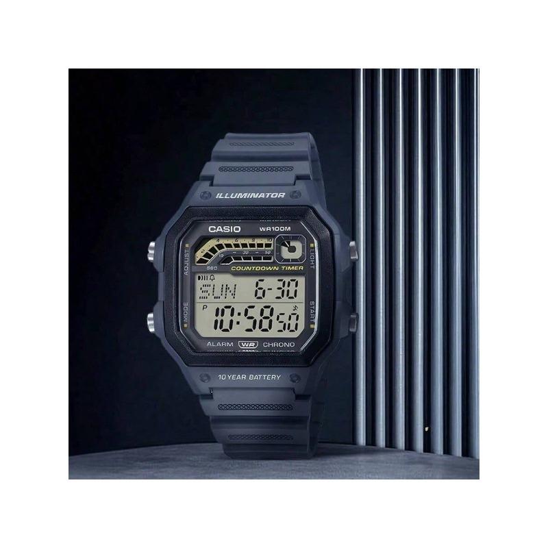 Casio Carcasă din Fibră de Carbon Curea din Rășină Ceas cu Cuarț pentru Bărbați WS-1600H-2AVPF