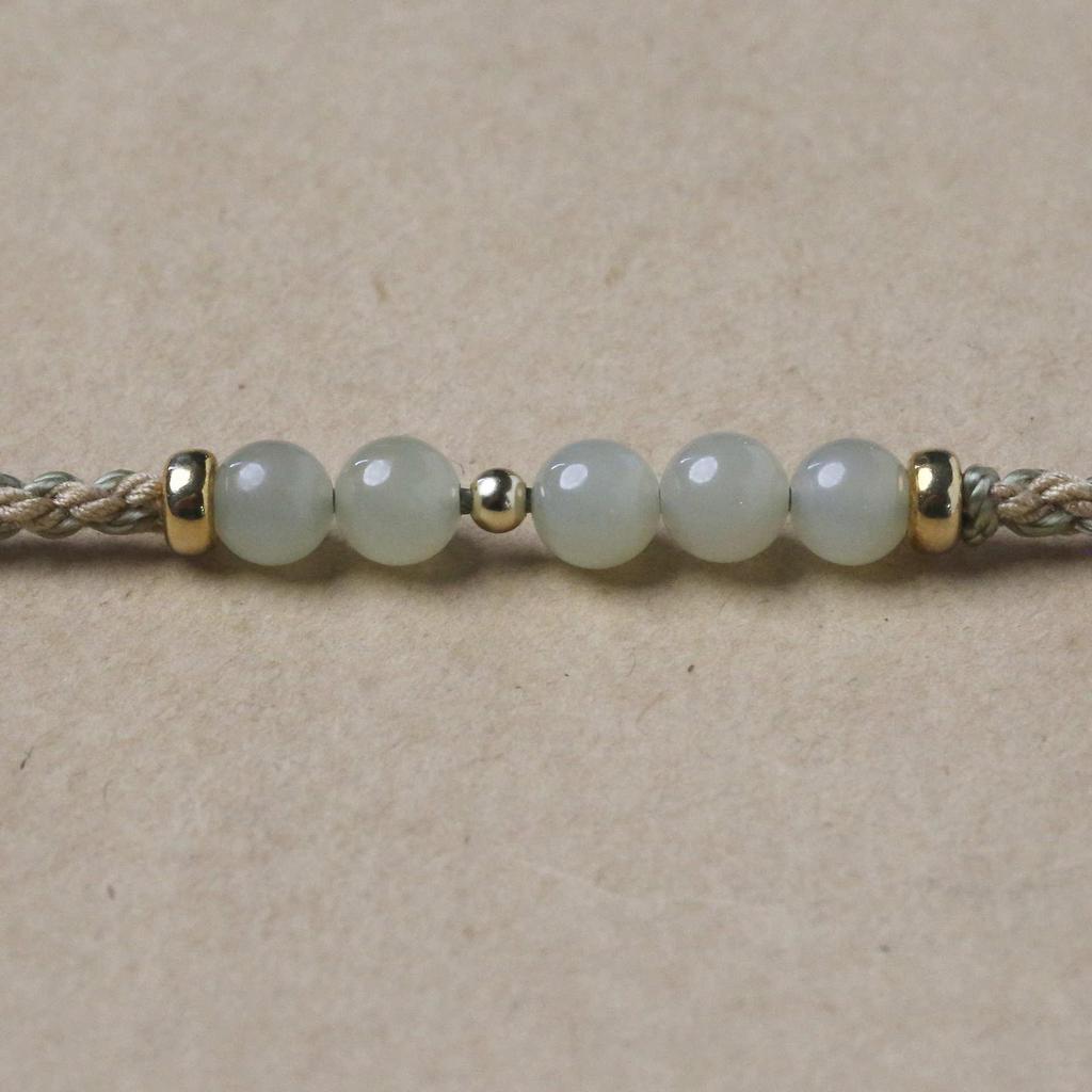 Hand-Woven Adjustable Gold Jade Pendant Necklace for Women