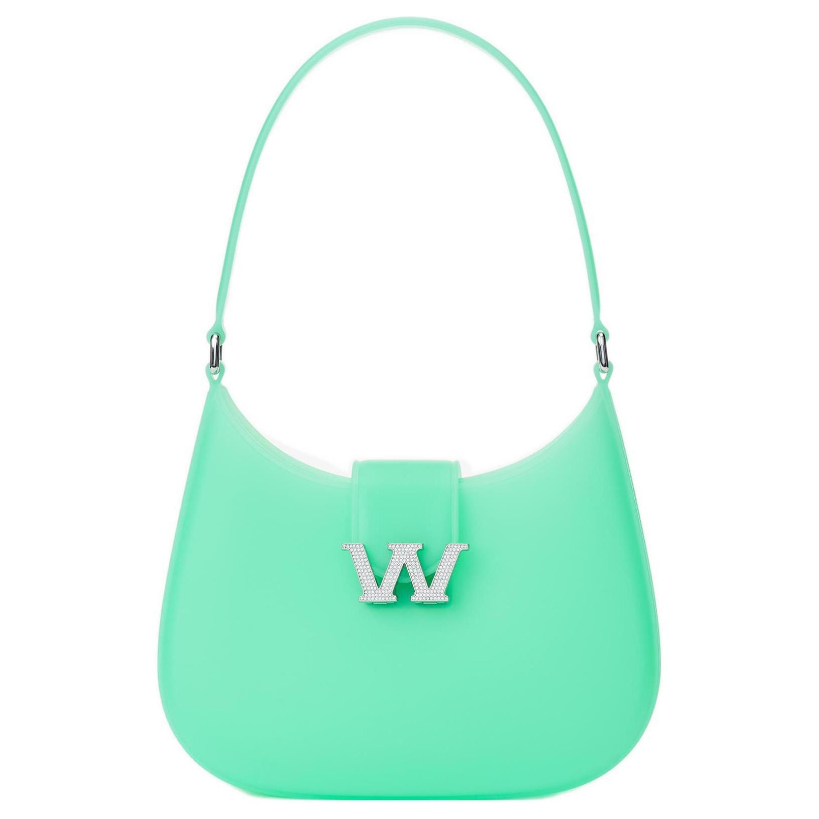 Alexander Wang W Legacy Сумка-клатч с логотипом W украшенным кристаллами из ПВХ для ношения в руке или на плече маленькая женская мятно-зеленая Basic Package Case Dust Cover зелёный 25160₽