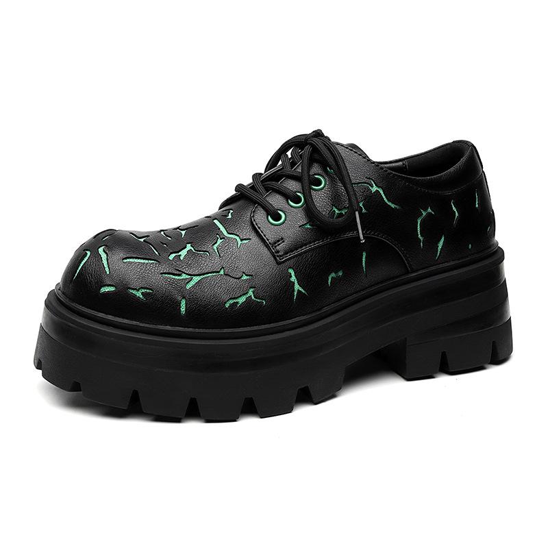 Derby Shoes Men's Autumn Low-top Niche Martin Shoes Platform Black Tooling Shoes British Casual Small Leather Shoes 2905-M