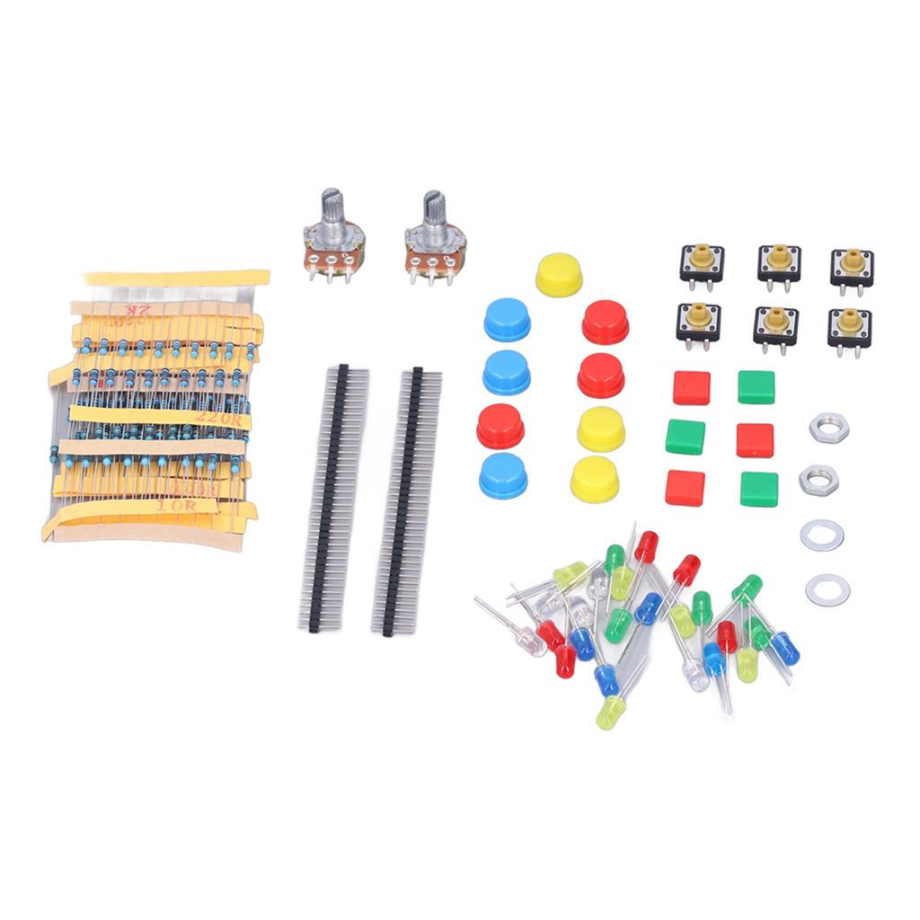 Electronics Components Kit Resistors LEDs Switch Potentiometer Compatible with for Raspberry Pi