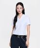 Emelbi Women'S Basic Slim Fit Crop Open Collar T-Shirt Ny (White)