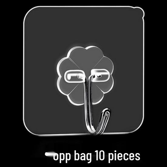 Transparent No-Drill Adhesive Hooks for Bathroom & Kitchen - No-Trace Design